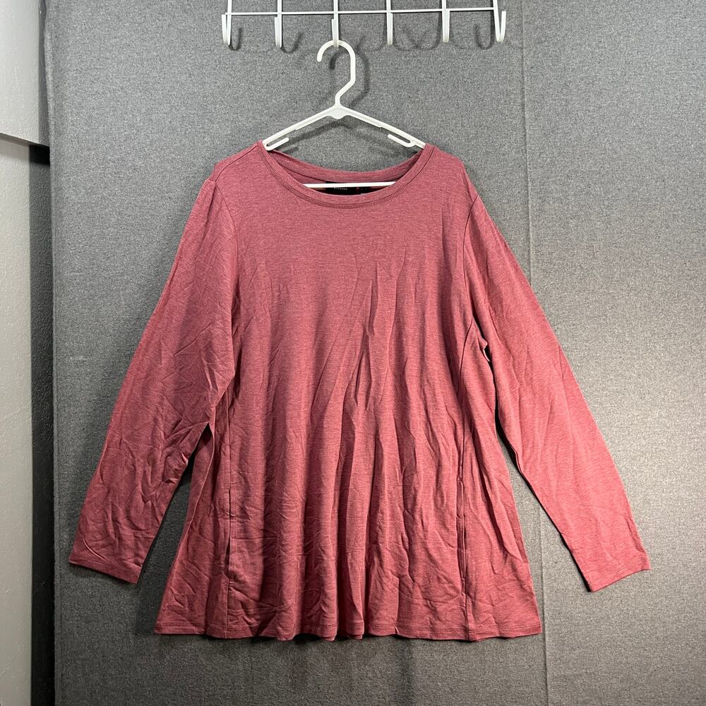 Susan Graver Weekend Jersey Knit Crew Neck Tunic Heather Rose Size X-Large